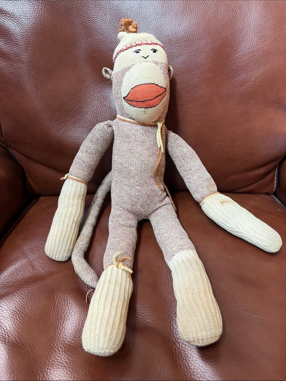 1950’s Collectable Handmade Brown & Cream Sock Monkey Plush Toy